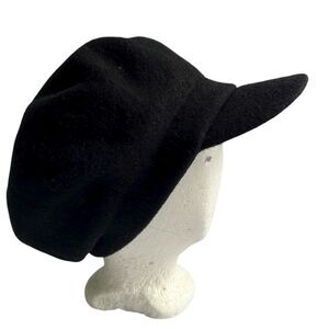 Mauropoli Hat Cap Black 100% Wool One Size NEW